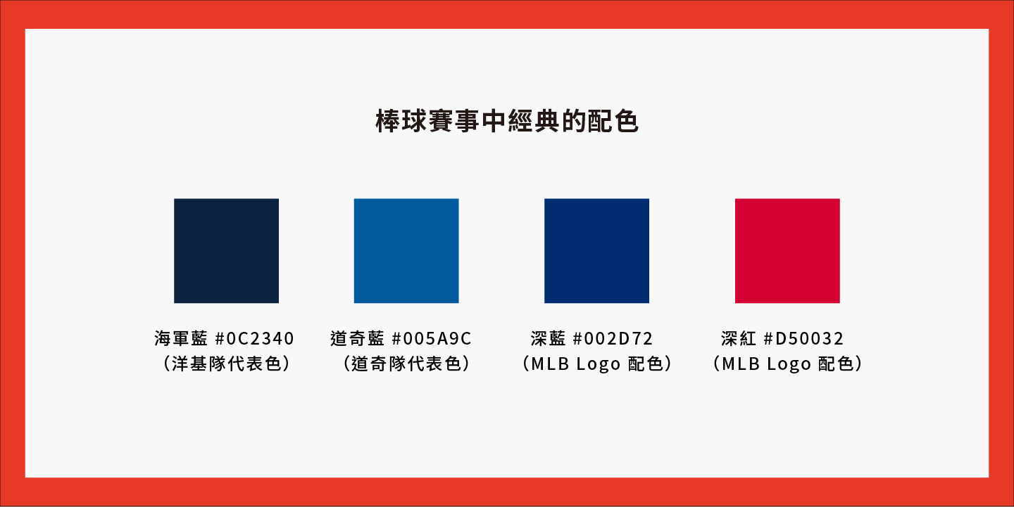 棒球賽事中有許多經典配色